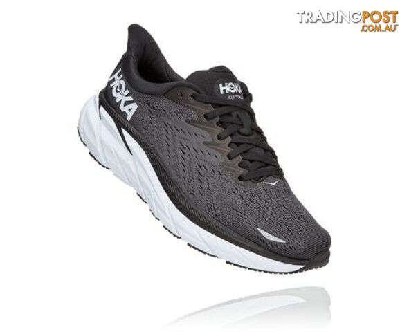 Hoka Womens Clifton 8 Running Shoe - Black/White - HOKA