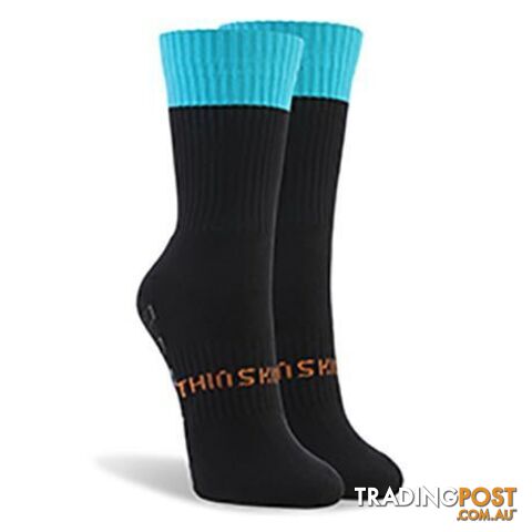 Thinskins Short Football Socks - Black/Teal Top - THINSKINS - 9318317200862