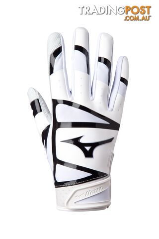 Mizuno F-257 Baseball/Softball Batting Gloves - White/Black - MIZUNO