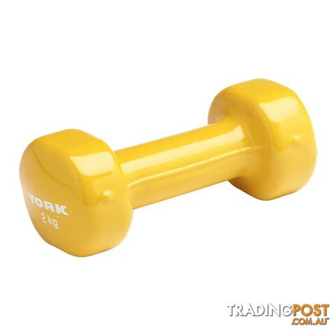 York PVC 2Kg Dipped Dumbbell - Yellow - YORK