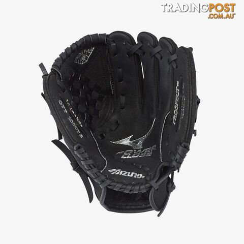 Mizuno Prospect Powerclose 10.5 Inch RHT Baseball Ball Glove - Black/Grey -...