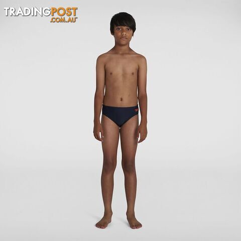 Speedo Boys Logo 6.5cm Brief - True Navy/Orange - SPEEDO