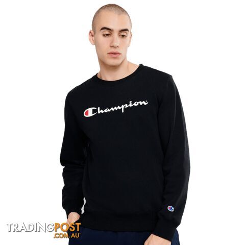 Champion Mens Script Crew - Black - CHAMPION - 9351950112833