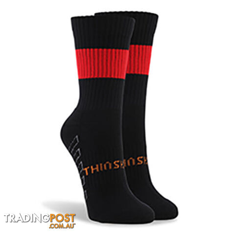 Thinskins Short Fine Knit Football Socks - Black/Red Hoops - THINSKINS - 9318317200602