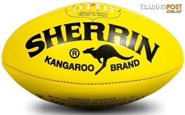 Sherrin KB Leather Veg Size 4 AFL Ball - Yellow - SHERRIN - 9319966619425