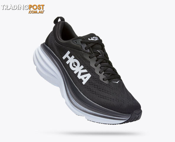 Hoka Bondi 8 Wide Mens Running Shoe - Black/White - HOKA