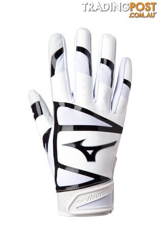 Mizuno F-257 Baseball/Softball Batting Gloves - White/Black - MIZUNO