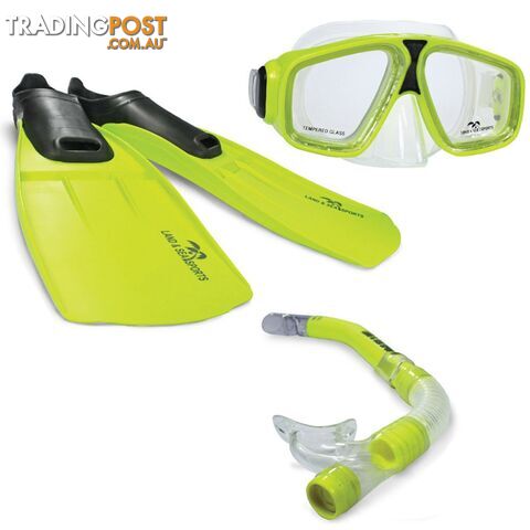 Land & Sea Adventurer XL Mask Snorkel Fin Set - Yellow - LAND AND SEA -...