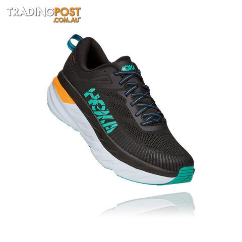 Hoka Mens Bondi 7 Running Shoe - Black/Atlantis - HOKA