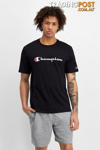Champion Mens Script SS Tee - Black - CHAMPION