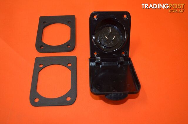 240V 15amp Power Inlet IP44 - Black - SKU3016 - photo 3 of 4