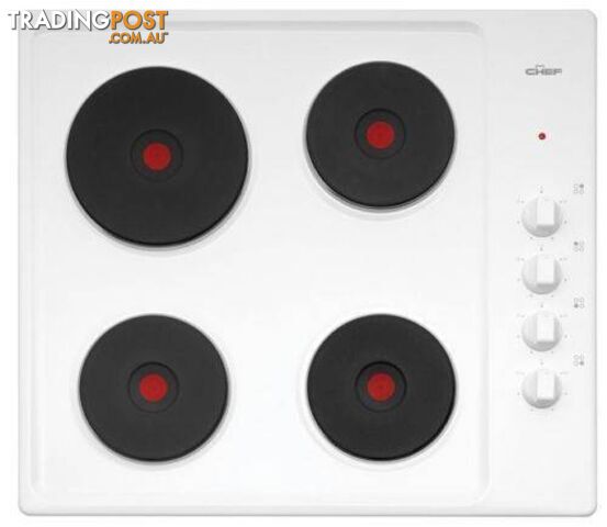 Chef 60cm White Enamel Solid Hotplate Cooktop - Model: EHC617W