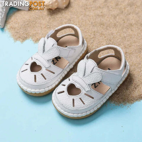 Afterpay Zippay WHITE / 15 Inner 12.0 cmInfant Sandals Baby Girls Anti-collision Toddler Shoes Love Soft Bottom Genuine Leather Kids Children Beach Sandals