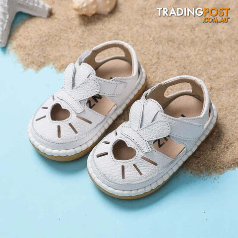Afterpay Zippay WHITE / 14 Inner 11.5 cmInfant Sandals Baby Girls Anti-collision Toddler Shoes Love Soft Bottom Genuine Leather Kids Children Beach Sandals