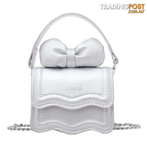 Afterpay Zippay Silver ColorSweet Bow Children's Small Square Shoulder Bags Lovely Women Girls Mini Crossbody Bag Cute Princess Coin Purse Chain Handbags