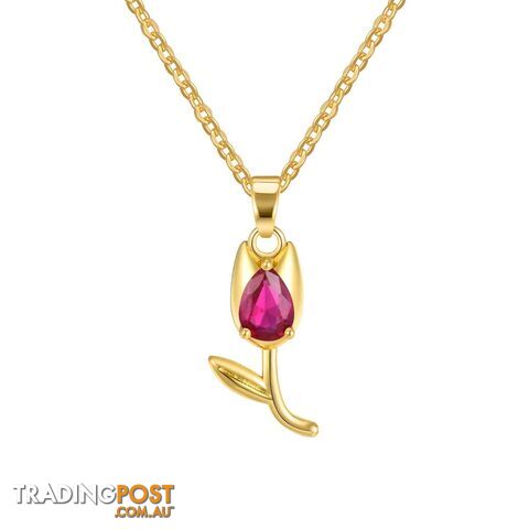 Afterpay Zippay PNB-223GR / Chain 55cmCharms Crystal Tulip Flower Pendant Necklace Minimalist Anniversary Girlfriend Women Female Gifts