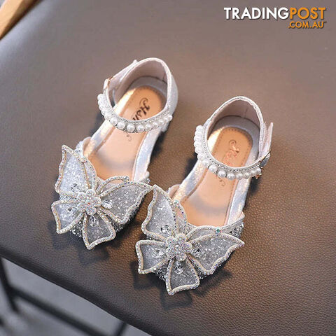 Afterpay Zippay SHS104Silver / CN 25 insole 15.3cmSummer Girls Sandals Fashion Sequins Rhinestone Bow Girls Princess Shoes Baby Girl Shoes Flat Heel Sandals
