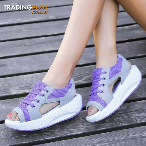 Afterpay Zippay PURPLE / 40Fashion Women Sandals Summer New Lady Platform Chunky Comfortable Mesh Open Toe Casual Sports Ladies Shoes
