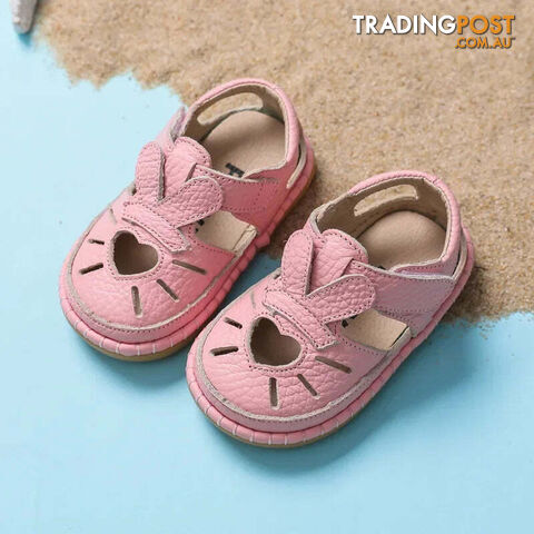 Afterpay Zippay Pink / 19 Inner 14.0 cmInfant Sandals Baby Girls Anti-collision Toddler Shoes Love Soft Bottom Genuine Leather Kids Children Beach Sandals