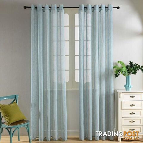  Blue / Custom made / 4 Tape for HooksTop Finel Solid Faux Linen Sheer Curtains for Living Room Bedroom Yarn Curtains Tulle for Window Kitchen Home Voile Curtains