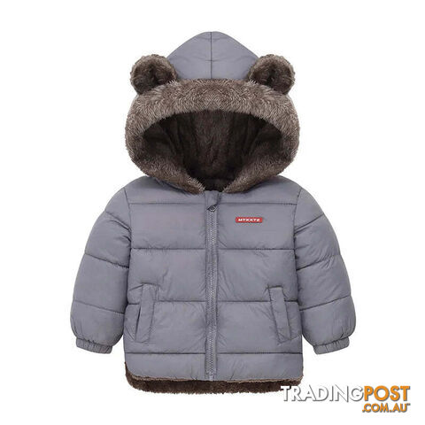 Afterpay Zippay Gray / 6T(Size 130)Baby Boys Girls Jacket Hooded Cotton Outerwear Children's Thick Fleece Coat Cashmere Padded Jackets Winter Boys Girls Warm Coats