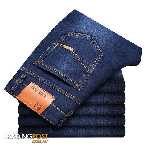 Afterpay Zippay Dark blue / 28Classic Men's Large Size Jeans Fashion Business Casual Stretch Slim Black Blue Men's Brand Pants