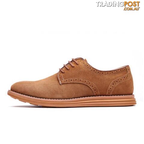  Light Brown / 8Breathable Men Oxford Shoes Casual Suede Leather Shoes Men Flats Green Gray Brown