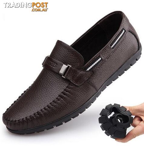 Afterpay Zippay Brown / 8.5Design Real Leather Men Flats Genuine Leather Men Boat Shoes,Fashion Men Moccasins Shoes Chaussure Homme Soft Men Shoes