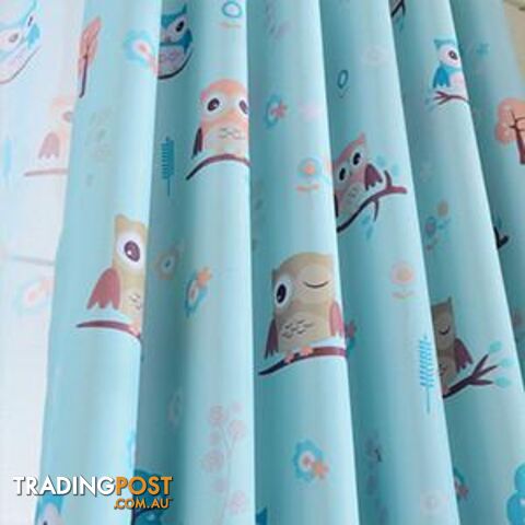  Blue curtain / W400cm x L270cm / 4 Tape for Hooks2015 cartoon owl shade blinds finished window blackout curtains for children kids bedroom windows treatments fabric
