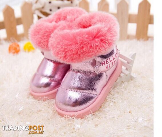  Pink / 5.5fashion Kids Children's shoes shiny fur warm winter boots snow boost Baby shoes Girls cotton padded Toddler baby's