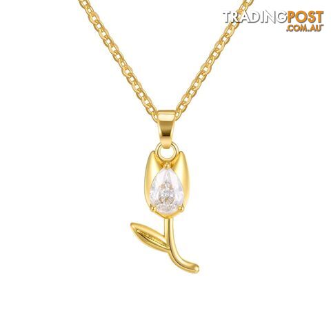 Afterpay Zippay PNB-223GW / Chain 55cmCharms Crystal Tulip Flower Pendant Necklace Minimalist Anniversary Girlfriend Women Female Gifts