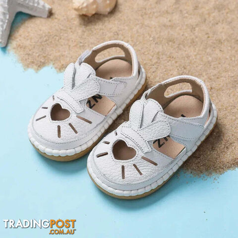 Afterpay Zippay WHITE / 16 Inner 12.5 cmInfant Sandals Baby Girls Anti-collision Toddler Shoes Love Soft Bottom Genuine Leather Kids Children Beach Sandals
