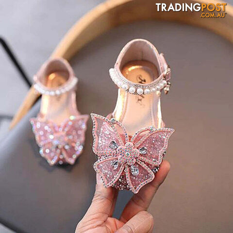 Afterpay Zippay SHS104Pink / CN 31 insole 19cmSummer Girls Sandals Fashion Sequins Rhinestone Bow Girls Princess Shoes Baby Girl Shoes Flat Heel Sandals