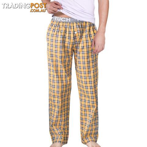  YELLOW / XXLMen's Sleep Bottoms Pajama Pants Men Underwear Trousers Plaid Mens Lounge Pants