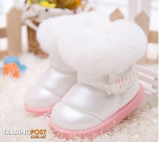  White / 6fashion Kids Children's shoes shiny fur warm winter boots snow boost Baby shoes Girls cotton padded Toddler baby's