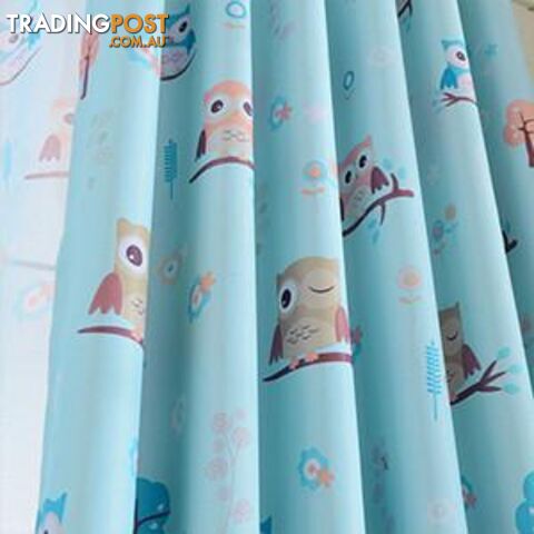 Blue curtain / W500cm x L250cm / 4 Tape for Hooks2015 cartoon owl shade blinds finished window blackout curtains for children kids bedroom windows treatments fabric