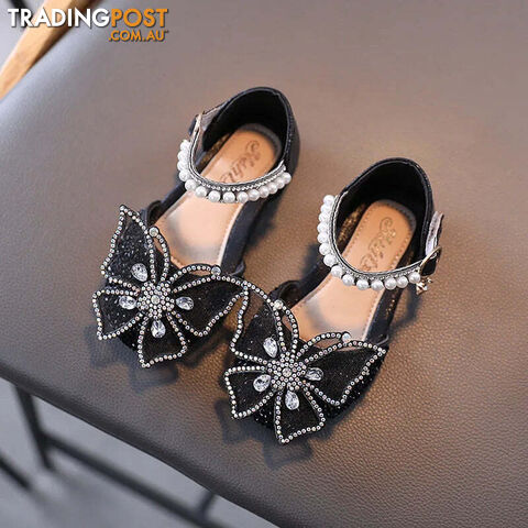 Afterpay Zippay SHS104Black / CN 28 insole 17.1cmSummer Girls Sandals Fashion Sequins Rhinestone Bow Girls Princess Shoes Baby Girl Shoes Flat Heel Sandals