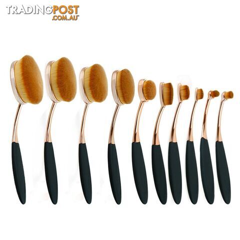  Gold BlackGOLD Toothbrush 10PCS Makeup Brush Set Artist Oval Puff Cream Foundation Contour Blush Powder Beauty Kit Kim Kardashian Style