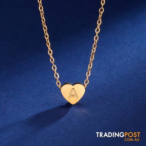 Afterpay Zippay Gold Color / 45-50cm / OStainless Steel Initial Letter Heart Pendant Necklaces for Women Choker Chain Jewelry Birthday Mother's Day