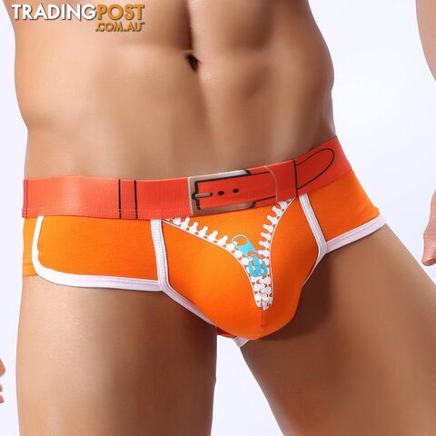  Orange / LCotton Mens Underwear Boxers Solid Underwear Men Boxer Ice Breathable Transparent Underwear Men Pouch Zipper Print SML