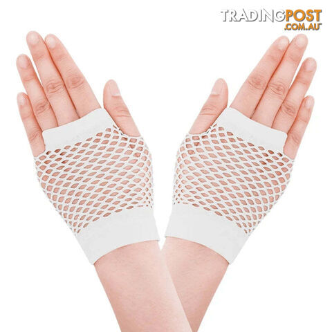 Afterpay Zippay WTColored Nylon Short Fingerless Fishnet Gloves Elastic Hollow Out Neon Mesh Wrist Gloves Mittens Halloween Costume Accessories