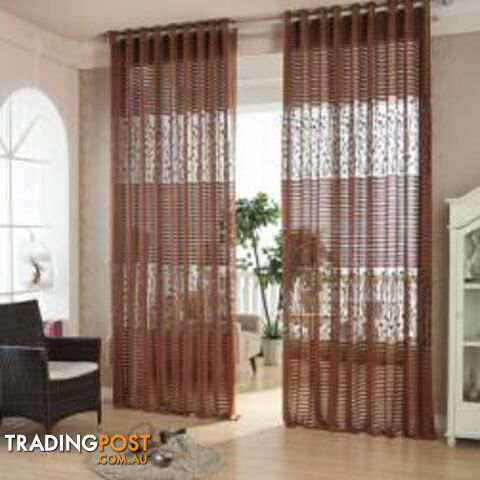  Brown / Custom made / 3 Rod PocketStrip Modern Luxury Window Curtains for Living Room Kitchen Sheer Curtain Panels Window Treatments