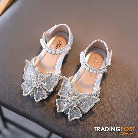 Afterpay Zippay SHS104Silver / CN 21 insole 13.3cmSummer Girls Sandals Fashion Sequins Rhinestone Bow Girls Princess Shoes Baby Girl Shoes Flat Heel Sandals