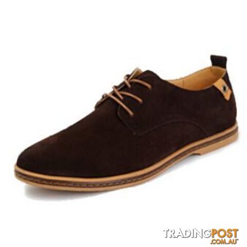  Brown / 6.5Plus Size Fashion Suede Genuine Leather Flat Men Casual Oxford Shoes Low Men Leather Shoes #K01