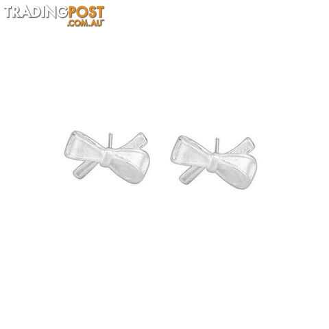 Afterpay Zippay style 6Silver Sweet Cute Bow Stud Earrings for Women Silver Color Simple Minimalist Ear Piercing Jewelry Gift