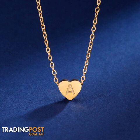 Afterpay Zippay Gold Color / 45-50cm / ZStainless Steel Initial Letter Heart Pendant Necklaces for Women Choker Chain Jewelry Birthday Mother's Day