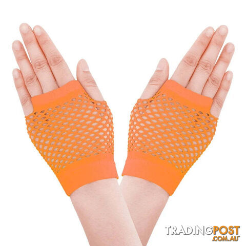 Afterpay Zippay ORColored Nylon Short Fingerless Fishnet Gloves Elastic Hollow Out Neon Mesh Wrist Gloves Mittens Halloween Costume Accessories