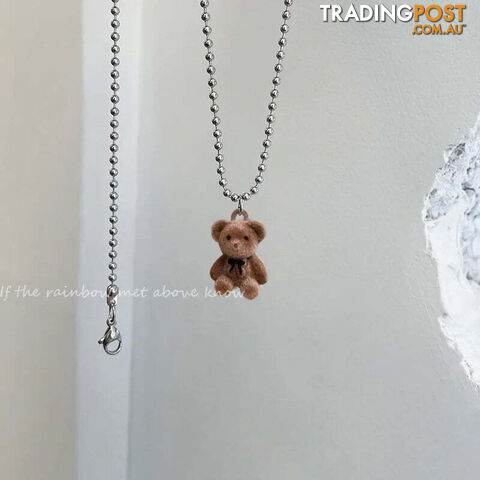 Afterpay Zippay BrownTrendy Flocking Bear Pendant Necklaces For Women Men Couple Lovers Popular Animal Pendant Necklace Fashion Jewelry Gifts