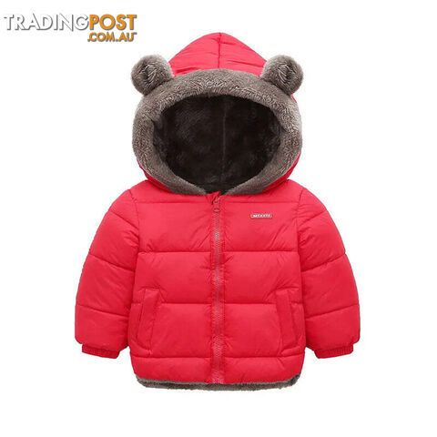 Afterpay Zippay Red / 3T(Size 100)Baby Boys Girls Jacket Hooded Cotton Outerwear Children's Thick Fleece Coat Cashmere Padded Jackets Winter Boys Girls Warm Coats
