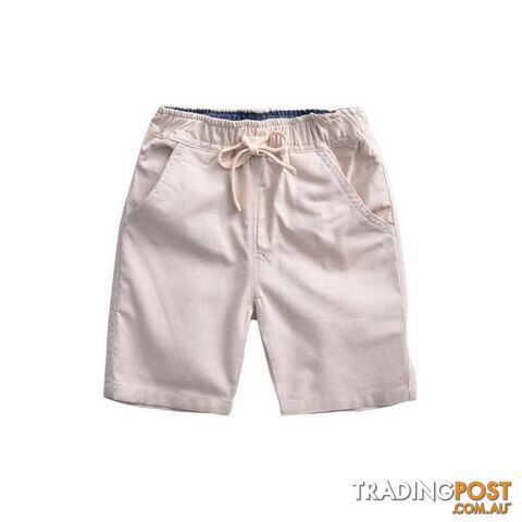  Beige / 3TBoys Summer Solid Flax Sport Shorts Kids Cotton Beach Shorts Children Casual Trouser Infantil , LC172
